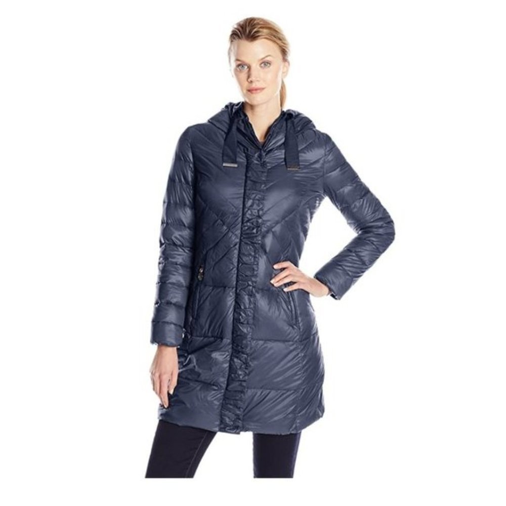 T Tahari Womens New Down Coat with Gros Grain Trim